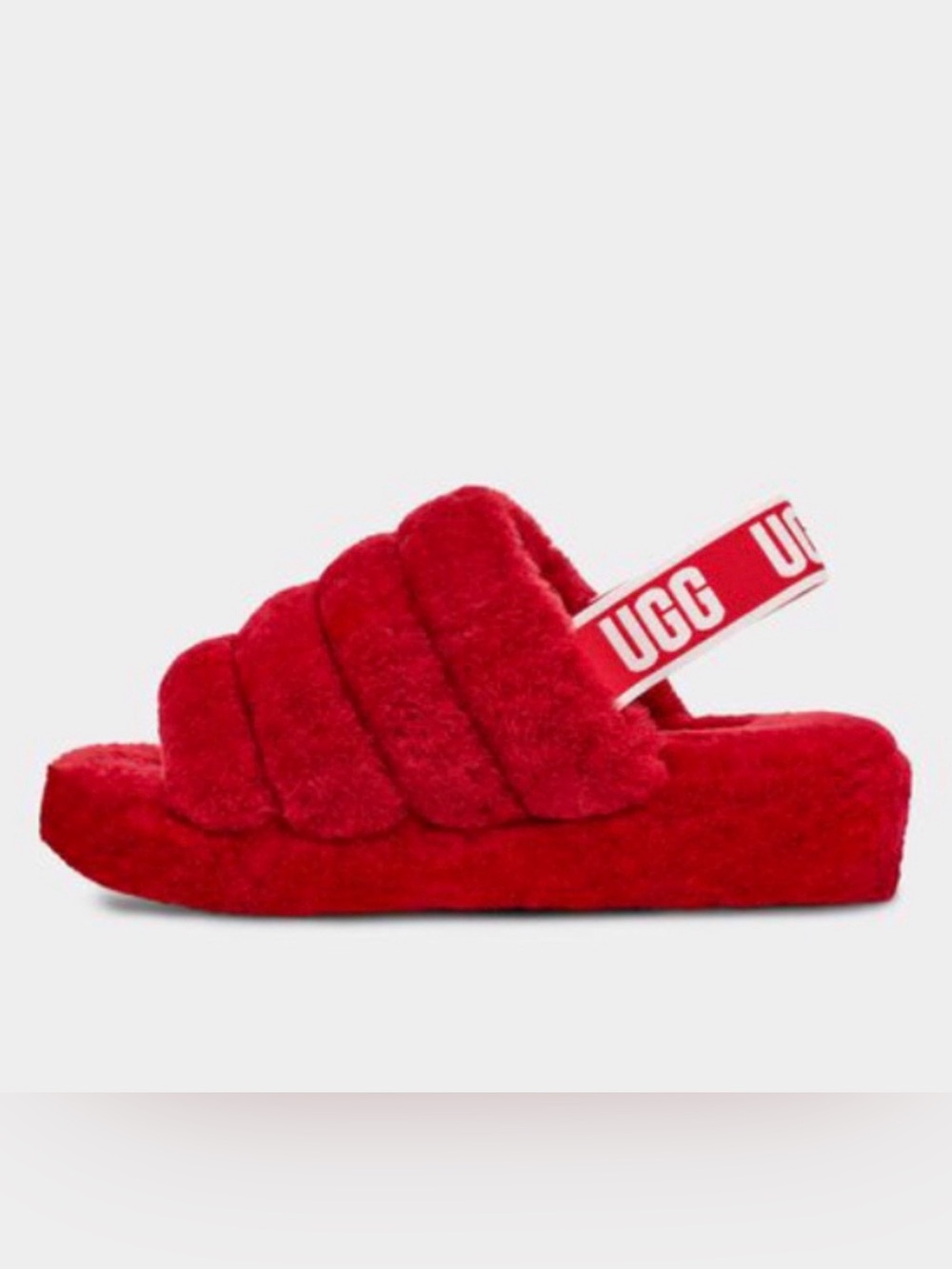 Ugg fluff mama red shearling slingback slip on slippers 7